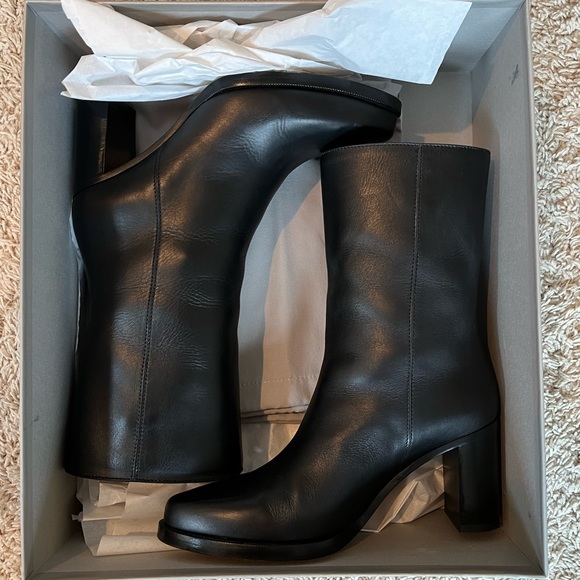 LEGRES Black Leather Block Heel Point Toe Ankle Boots EU 37 - Picture 8 of 10